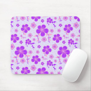 Mousepad Impressão Floral bonito Roxo e Rosa na Lavanda