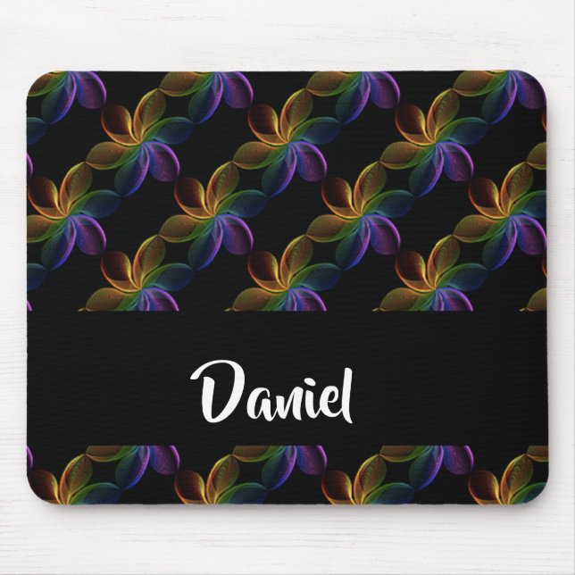 Mousepad Impressão floral colorido a preto (Frente)