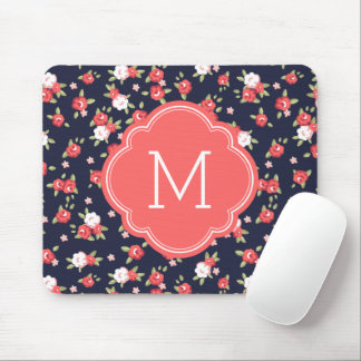 Mousepad Impressão Floral de Coral e Marinho Quic Vintage M
