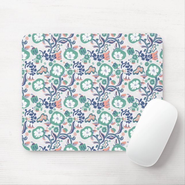 Mousepad Impressão Floral Divertido Em Branco (Com mouse)