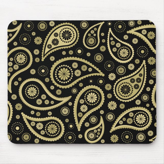 Mousepad Impressão Funky de Paisley no preto & nos ouro (Frente)