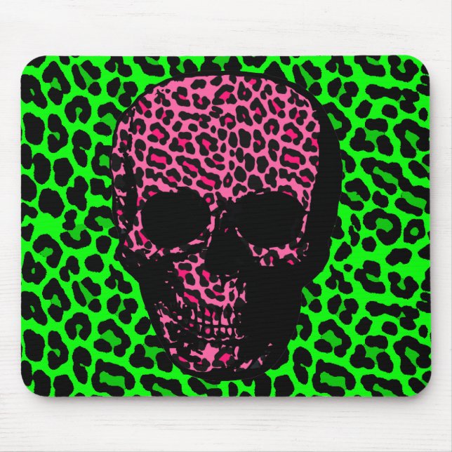 Mousepad Impressão gótico do leopardo do rosa do verde do (Frente)