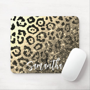 Mousepad Impressão Leopard da Glitter do ouro