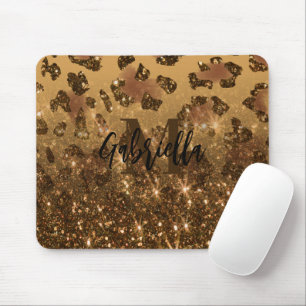Mousepad Impressão Leopard da Glitter do ouro
