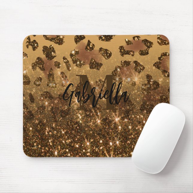Mousepad Impressão Leopard da Glitter do ouro (Com mouse)