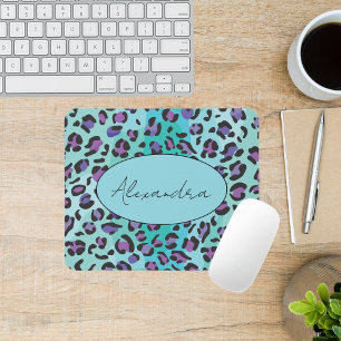 Mousepad Impressão Leopardo Azul e Púrpura Retroativa
