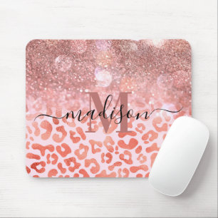 Mousepad Impressão Leopardo com brilho Dourado rosa