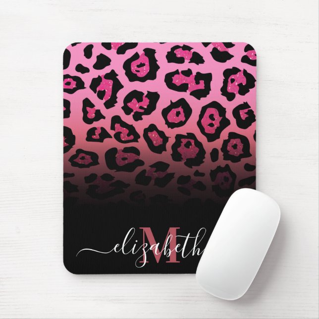 Mousepad Impressão Leopardo Cor-de-Rosa (Com mouse)