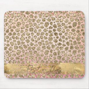 Mousepad Impressão Leopardo Dourada rosa Sparkle