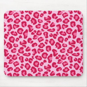 Mousepad Impressão Leopardo em Pastel Rosa, Rosa Quente e F