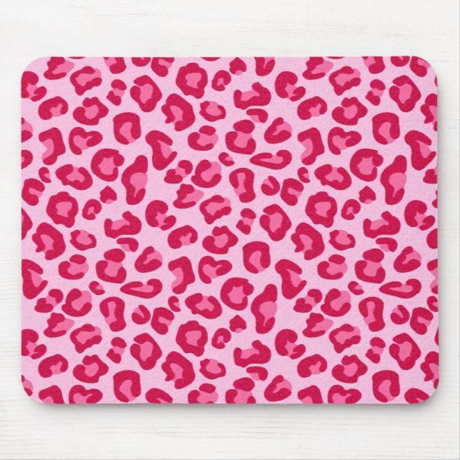 Mousepad Impressão Leopardo em Pastel Rosa, Rosa Quente e F (Frente)