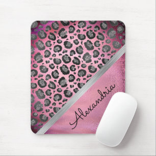 Mousepad Impressão Leopardo Glittery no iPad Rosa Quente Br