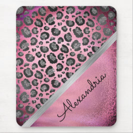 Mousepad Impressão Leopardo Glittery no iPad Rosa Quente Br