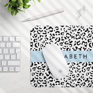 Mousepad Impressão Leopardo, Manchas, Preto E Branco, Seu N