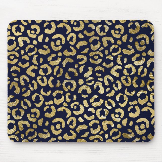 Mousepad Impressão Leopardo Na moda de Marinho Dourado luxu (Frente)