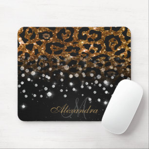 Mousepad Impressão Leopardo Preto e Ouro Sparkle