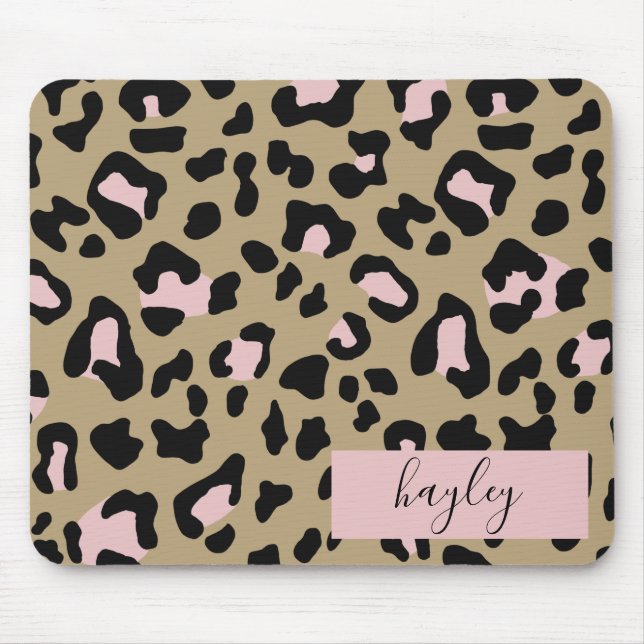 Mousepad Impressão Leopardo Rosa Personalizada (Frente)