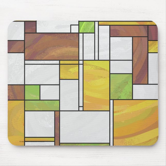 Mousepad Impressão Mondrian Marrom Amarelo Verde (Frente)
