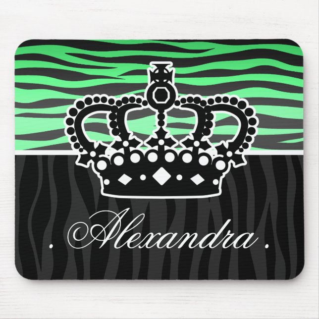 Mousepad impressão na moda da zebra do verde esmeralda e do (Frente)