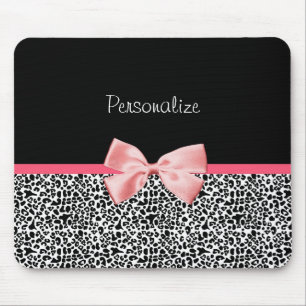 Mousepad Impressão na moda do leopardo e fita cor-de-rosa