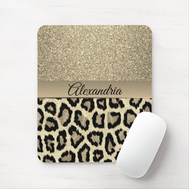 Mousepad Impressão ouro Glam Leopard (Com mouse)
