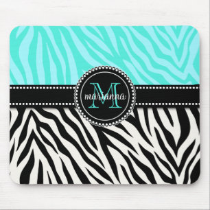 Mousepad Impressão preto feminino moderno da zebra do Aqua