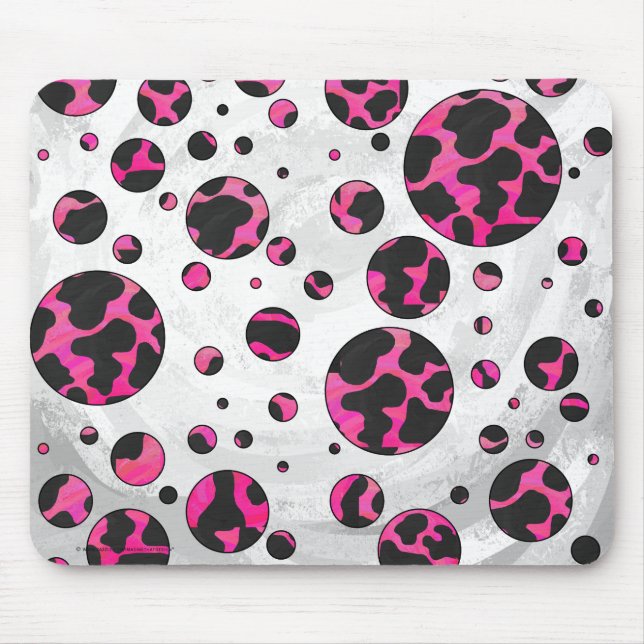 Mousepad Impressão preto-rosa-quente da vaca monográfica (Frente)