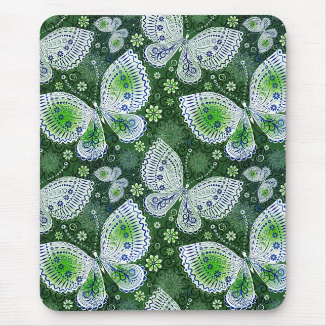 Mousepad Impressão Verde de Borboleta de Paisley (Frente)