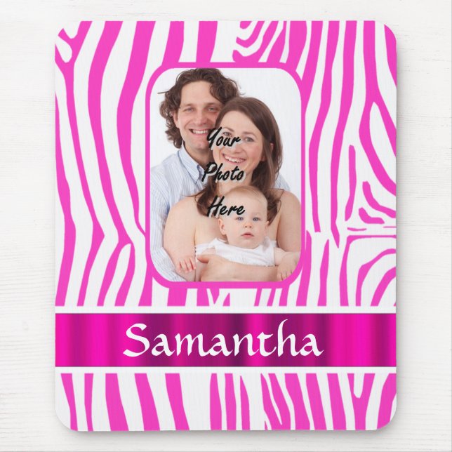 Mousepad Impressão zebra rosa (Frente)