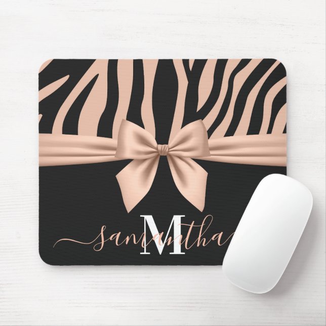 Mousepad Impressão Zebra rosa Dourada (Com mouse)