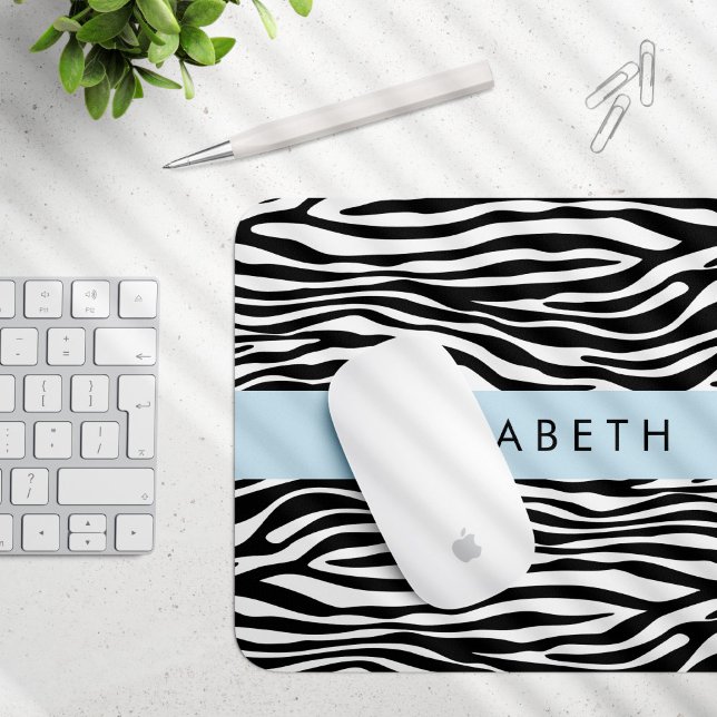Mousepad Impressão Zebra, Stripes, Preto E Branco, Seu Nome (Criador carregado)