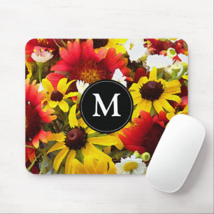 Mousepad Impressionista Flores Selvagens com Monograma