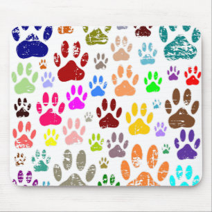 Mousepad Impressões coloridas de pata de cachorro