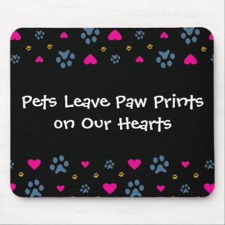 Mousepad Impressões da pata da licença dos animais de