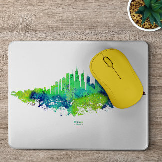 Mousepad Impressões de Arte em Aquarela da Silhueta de Chic