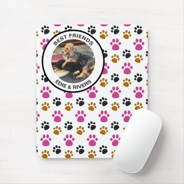 Mousepad Impressões de Patas de Cachorro Fofo (Com mouse)