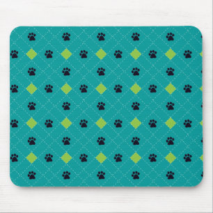 Mousepad Impressões verdes da pata de Argyle