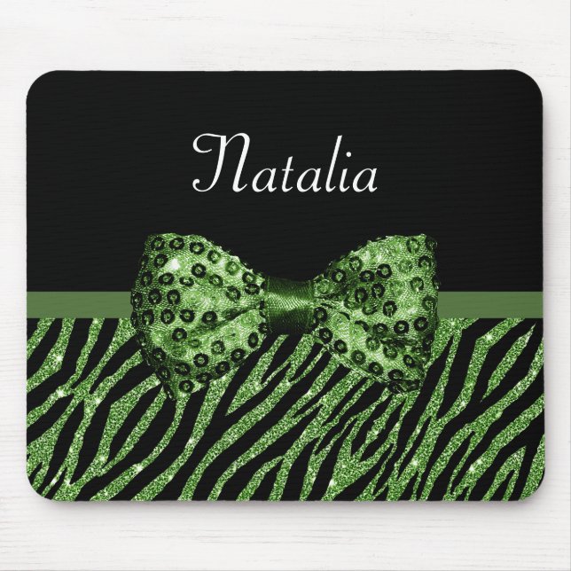 Mousepad Imprima FAUX Glitz Arco Verde Bastante Com Nome (Frente)