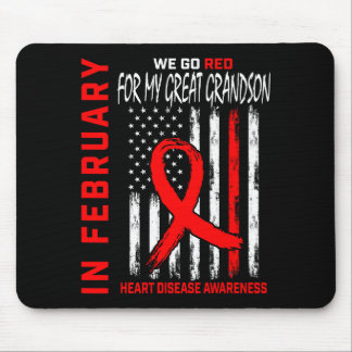 Mousepad In February Wear Red Great Grandson Heart Disease