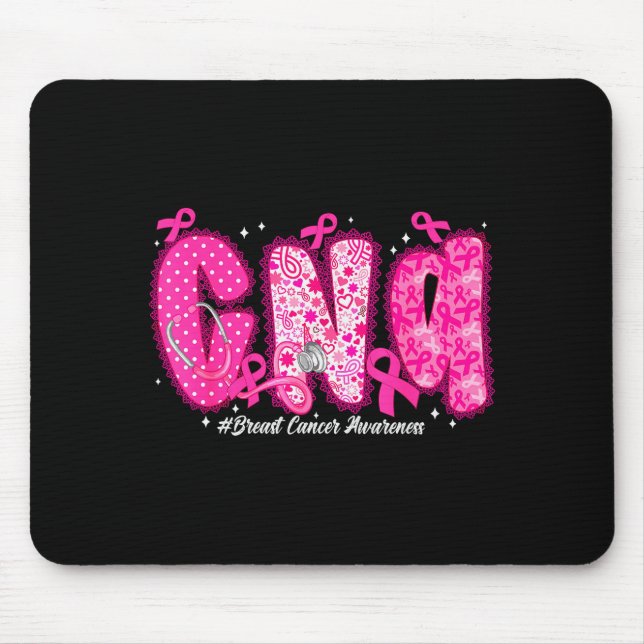 Mousepad In October We Wear Nk Cna Nurse Breast Cancer Awar (Frente)