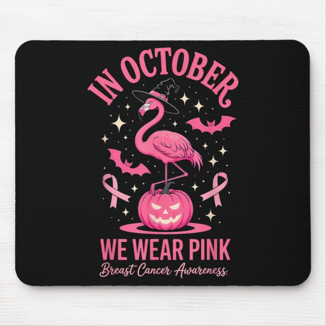 Mousepad In October We Wear Nk Flamingo Halloween  (Frente)