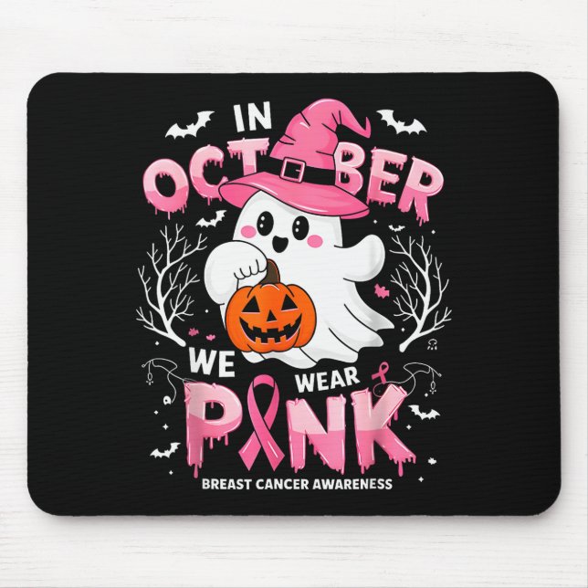 Mousepad In October We Wear Nk Funny Halloween Ghost Breast (Frente)