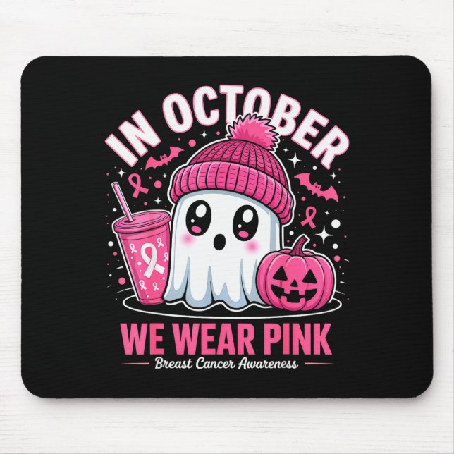 Mousepad In October We Wear Nk Ghost Witch Breast Cancer Aw (Frente)