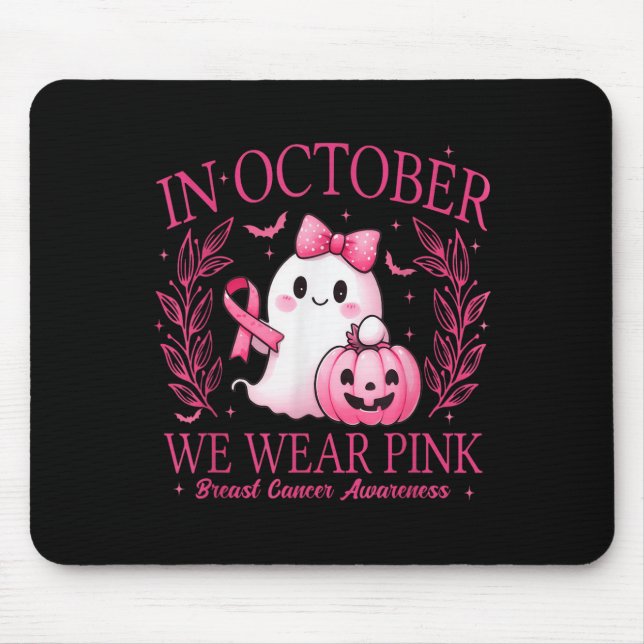Mousepad In October We Wear Nk Ghost Witch Breast Cancer Aw (Frente)