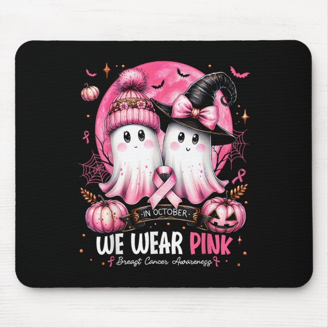 Mousepad In October We Wear Nk Ghost Witch Breast Cancer Aw (Frente)