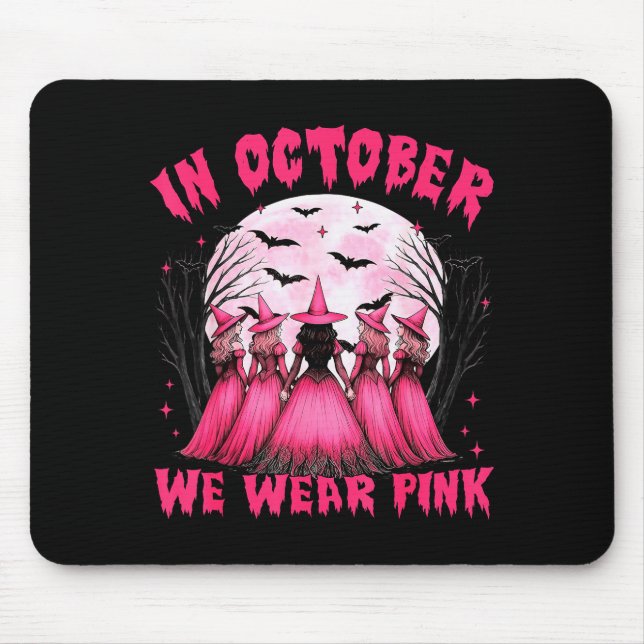 Mousepad In October We Wear Nk Witch Halloween Breast Cance (Frente)