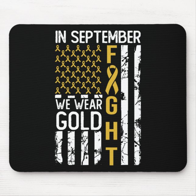 Mousepad In September We Wear Gold Usa Childhood Cancer Awa (Frente)