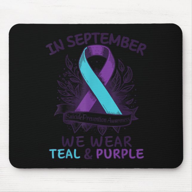 Mousepad In September We Wear Teal Purple Ribbon Suicide Pr (Frente)