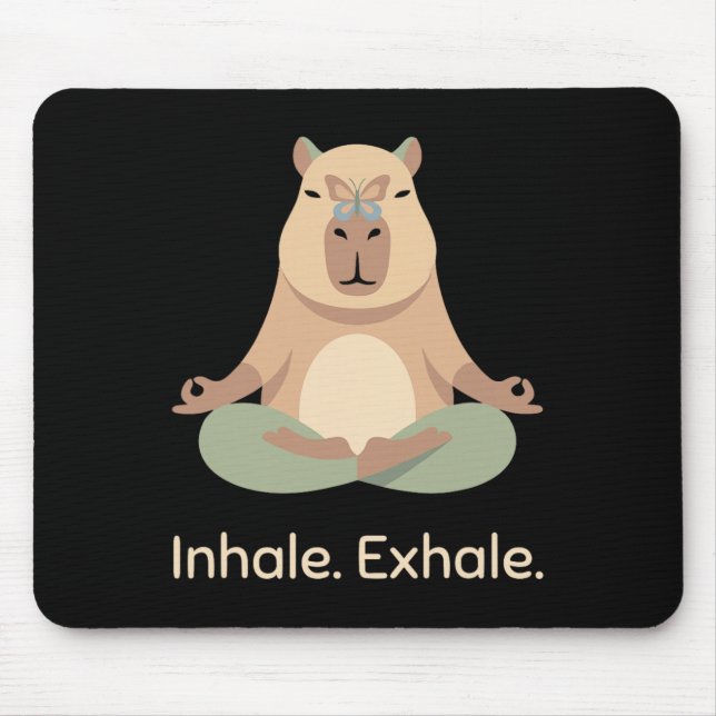 Mousepad Inalar Exalar Yoga Capyra Zen Relaxamento Animal  (Frente)