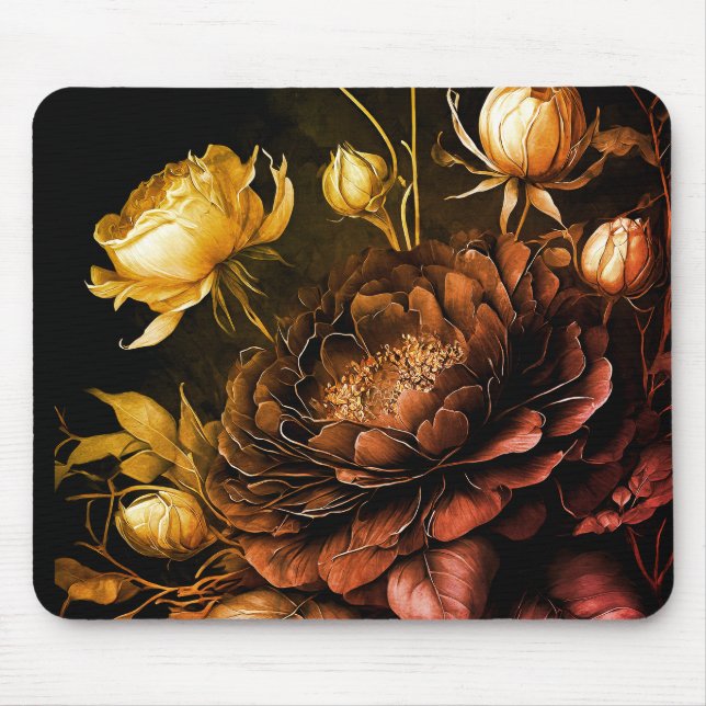 Mousepad Incrível Acento de ferrugem de Convênio Flores de  (Frente)